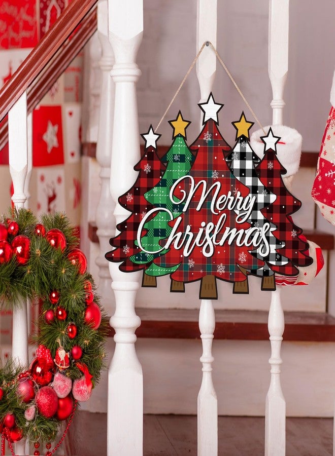 FIPUTE Merry Christmas Door Sign, Christmas Sign, Decorations Hanging Sign, Door Decorations, Farmhouse Hanging Plaque Porch Xmas Front Outdoor Home Decor (B-1PACK) - Image 2
